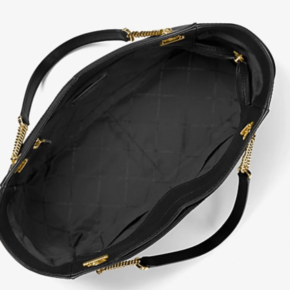 MICHAEL KORS Jet Set Large Saffiano Leather XChain Shoulder Bag BLACK COLOR